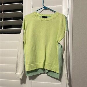 525 America Lime and White Colorblock Sweater